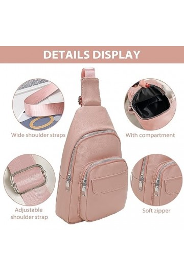 Sac De Poitrine Femme, Sac Poitrine Femme, PU Cuir Sac à Dos Bandoulière Sling Bag Imperméable avec 1 Porte-Cartes, Sac De Po