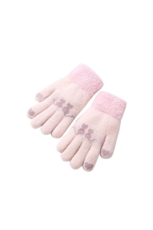 OBiQuzz Gants de dessin animé dhiver doigts entièrement tricotés pour garçon Moufles en polaire chauds pour bébé Gants de sk