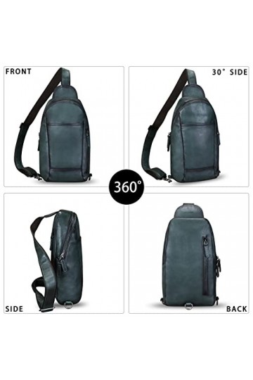 FEIGITOR Sac à bandoulière en cuir véritable fait à la main rétro Sac à dos à bandoulière Sac à main de randonnée Sac banane,