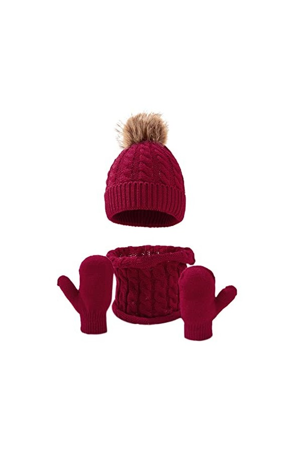 BIISDOST Ensemble de gants dhiver en tricot polaire doublée - Moufles pour tout-petits garçons et filles - Cape dhiver pour