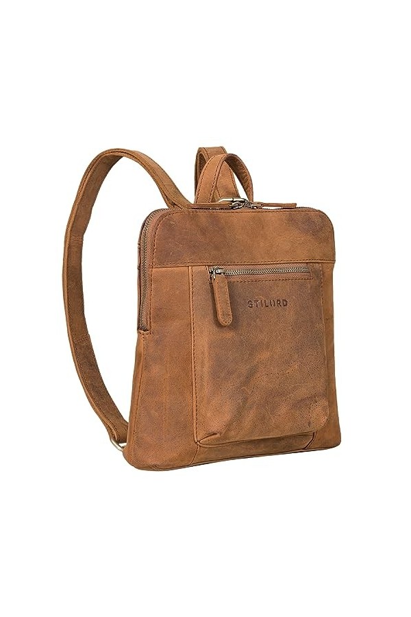 STILORD Marlene Sac à dos cuir Femme Elégant Sac à dos à main Femme Sac à dos de ville Vintage Sac à main Daypack Cuir véri