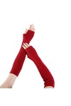 Gants Femme, Poignet Bras Main Chaude Tricoté Long Mitaines Mitten Fingerless Gris Clair