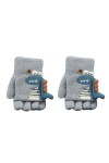 Luckywaqng Moufles à rabat convertible en tricot avec imprimé dinosaure de dessin animé Mitaines dhiver pour enfants Moufles