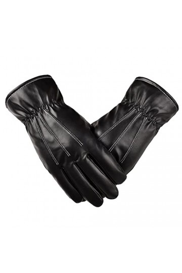 IQYU Gants déquitation pour homme - Gants dhiver en cuir synthétique - Coupe-vent - Antidérapants - Gants chauds pour écran