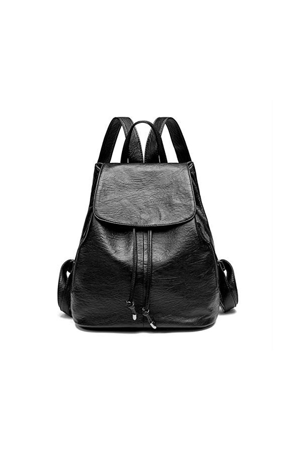 Monitika Femme Sacs portés dos Mode Cuir Imperméable Voyage Lécole Loisir Sac a dos Noir