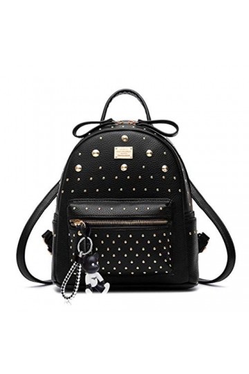 DEERWORD Femme Sac a Dos Sacs à Main Portés Bandouliere Feminin Ados Original PU Cuir 5255 1pc Ensemble Noir V1