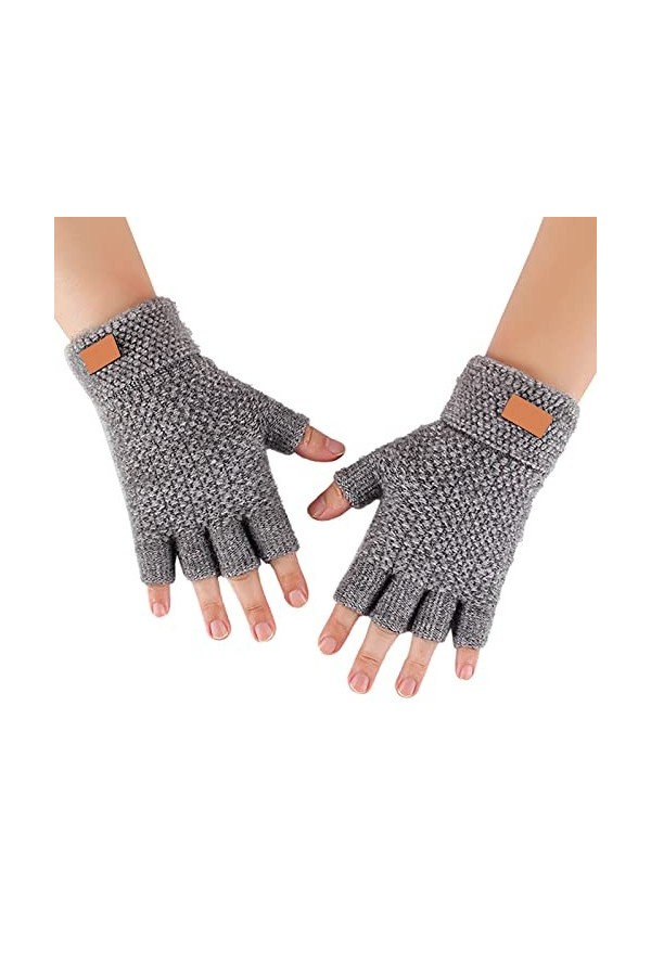 Beokeuioe Mitaines tricotées froides chaudes mitaines gants sans doigts hiver chaud sport écran tactile gants tricotés étudia
