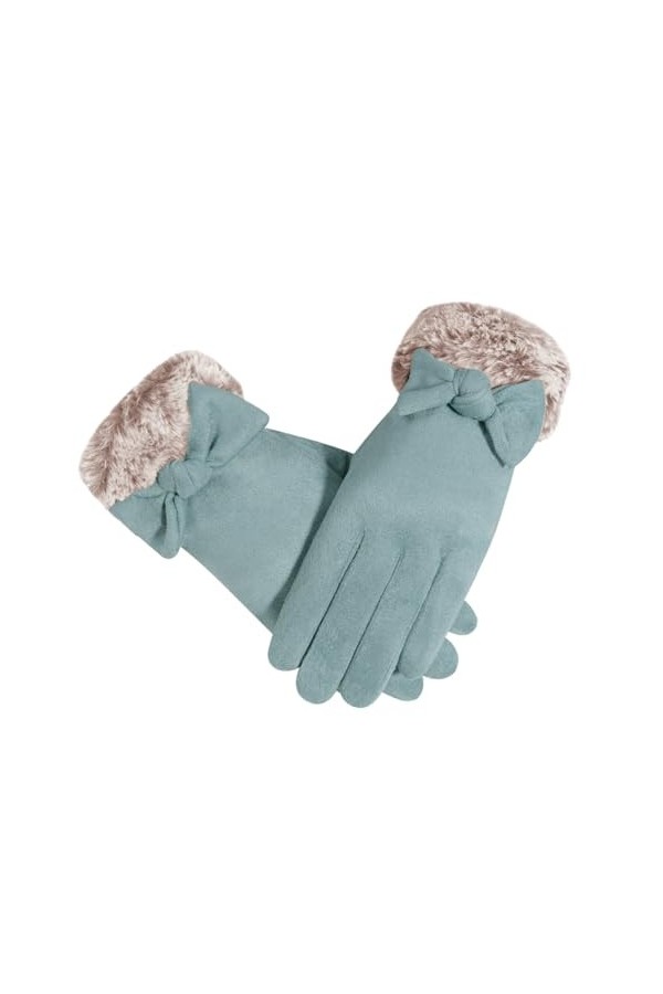 hahuha Gants moufles convertibles pour femme Automne Hiver Couleur unie Peluche épaisse Isolation tous les doigts Gants froid