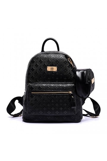 DEERWORD Femme Sacs portés dos Petit Sacs portés main Sacs bandoulière Fleuri Anti-vol Marque Faux Cuir Noir