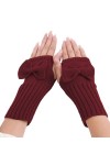 YANFJHV Gants à nœud court automne et hiver femmes doux poignet tricoté laine chaud mitaines sans doigts gants dentelle RD1,