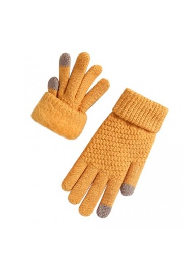 YANFJHV Gants dhiver en maille jacquard, pour femmes, tricotés, plus velours, épais, gants dautomne et dhiver avec motif c