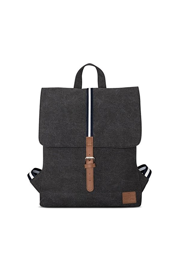 Sac à Dos Femme Noir/Anthracite - JOHNNY URBAN Lea Sac de Toile en Coton – Daypack Durable Haute qualité – Petit Sac 7 litres