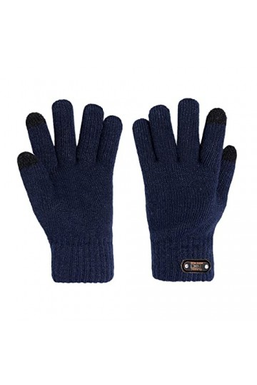 STKOOBQ Gants de cyclisme dhiver tricotés à cinq doigts pour homme Gants épais pour femme pour temps froid bleu marine, tai