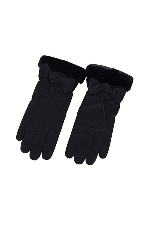 Mitaines dhiver pour femme avec nœud - Gants de neige imperméables noir, taille unique 