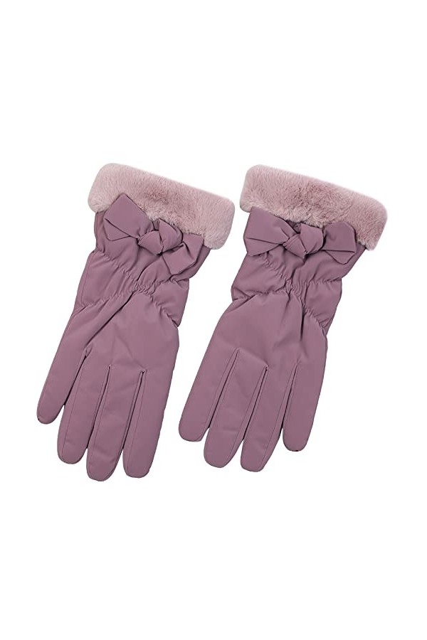 Mitaines dhiver pour femme avec nœud - Gants de neige imperméables noir, taille unique 