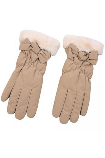 Gants dhiver imperméables avec nœud pour femme - Kaki - Taille unique