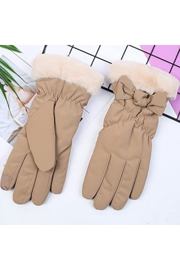 Gants dhiver imperméables avec nœud pour femme - Kaki - Taille unique