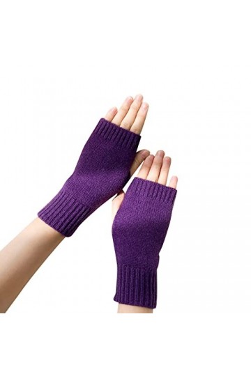 IQYU Costume de danse du ventre pour femme - Automne et hiver - Jolis gants en laine tricotés - Gants en cuir noir doublés, l