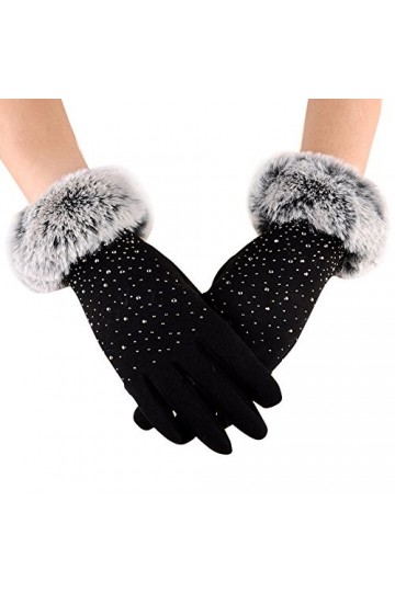 Gants Femme Moufles Protection Froid Couleur Unie Gants Thermiques Épais Coupe-Vent Gants dhiver Doux Chaud Gants Peluche Pa