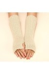 Femmes Automne Et Hiver Couleur Unie Multicolore Laine Longue Rayé Tricot Demi-Doigt Gants Mitaines Hommes Hiver Chaud, Wh2.,