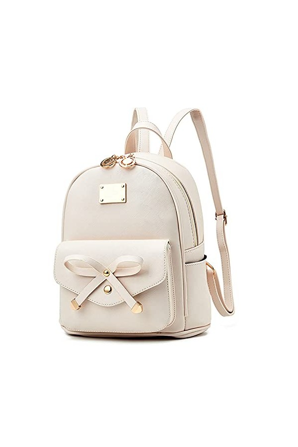 Jywmsc Mignon Faux Cuir école Sac à Dos pour Les Filles Femmes Décontracté Voyage Sac Petit Sac-01 Schwarz