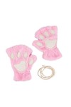 Mitaines dhiver de Chat Gants Chauds en Peluche avec Moufles Demi-Doigt Motif Patte dours Gants Thermique Mignon Joli Douce