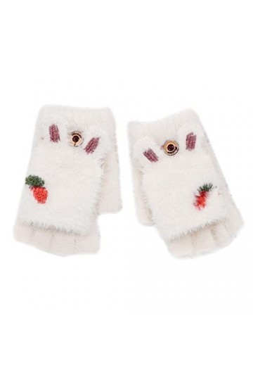 Gants en cuir vernis Gants de carotte dhiver avec demi-doigts et gant tricoté chaud pour enfants Gants coton noir