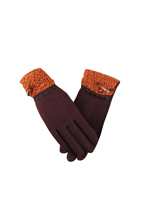 Coloré Gants Femme Mode Gants Gants Chauds TM Arc de dentelle écran tactile femme plus ride automne et hiver plus des gants