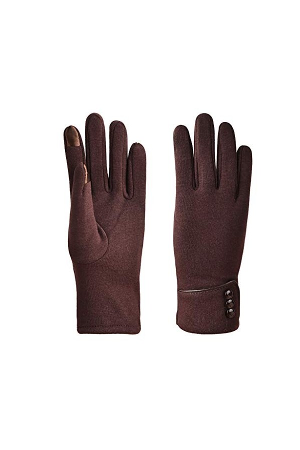STKOOBQ Manchette Gants tendance pour femme Décoration chaude Gants dhiver doux Boutons Chaussettes de lit pour femme Marron