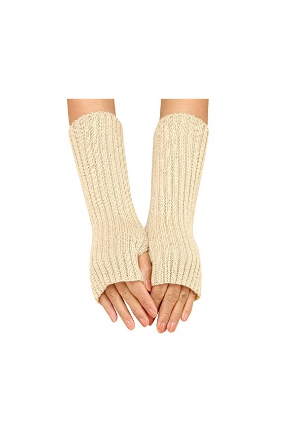 Femmes Automne Et Hiver Couleur Unie Multicolore Laine Longue Rayé Tricot Demi-Doigt Gants Mitaines Hommes Hiver Chaud, Wh2.,