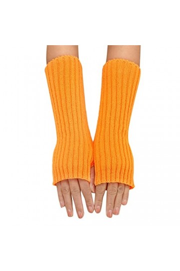 TDEOK Gants Femme Noir Femmes Automne et Hiver Vernis Normal Multicolore Laine Longs Rayures Mitaines Écharpe Paillettes, Ora