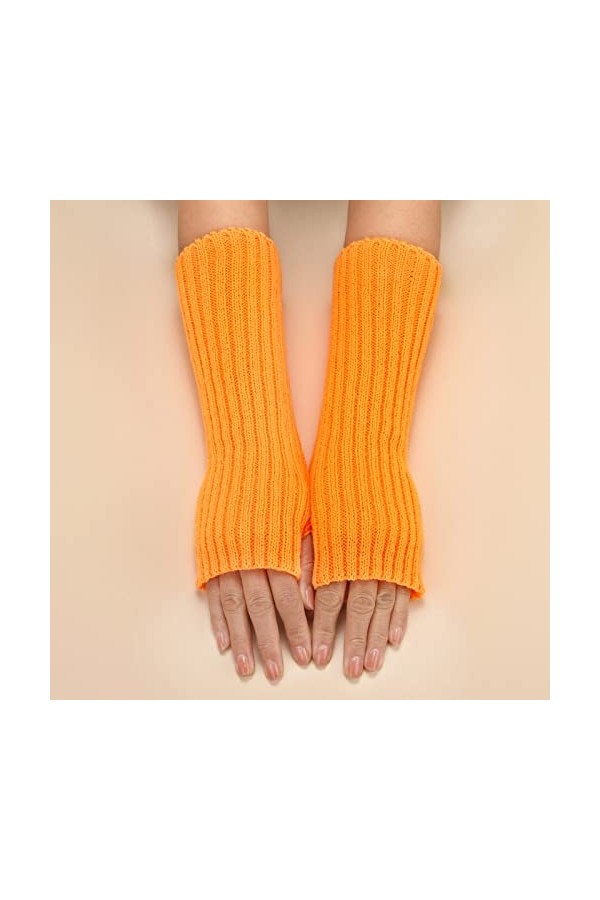 TDEOK Gants Femme Noir Femmes Automne et Hiver Vernis Normal Multicolore Laine Longs Rayures Mitaines Écharpe Paillettes, Ora