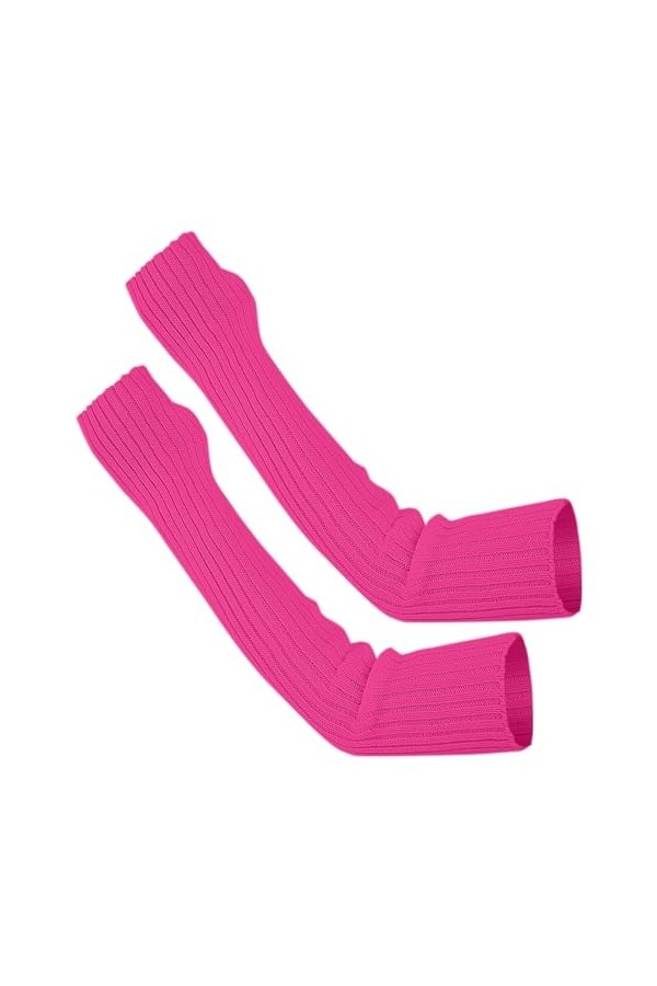 UnoSheng Femmes Hiver Poignet Bras Chauffe-bras Solide Tricoté Long Mitaines Mitaines Moufles Femme Gants Noir, Rose, taille 