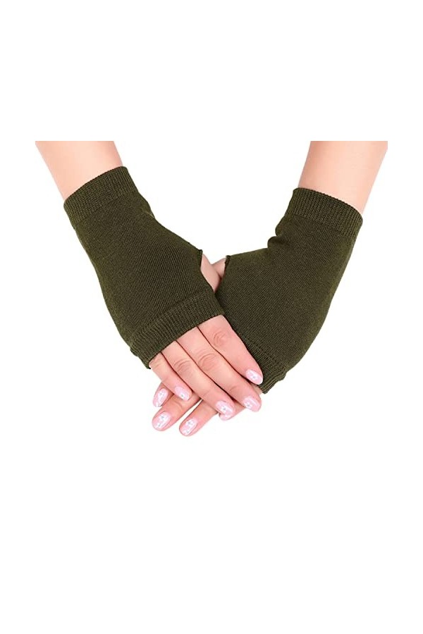 LAEMILIA Gant sans Doigt Femme Mitaine Chaude Hiver Mitaines Moufle Extensible Mitenne Termique Gant Polaire Taille Unique 14