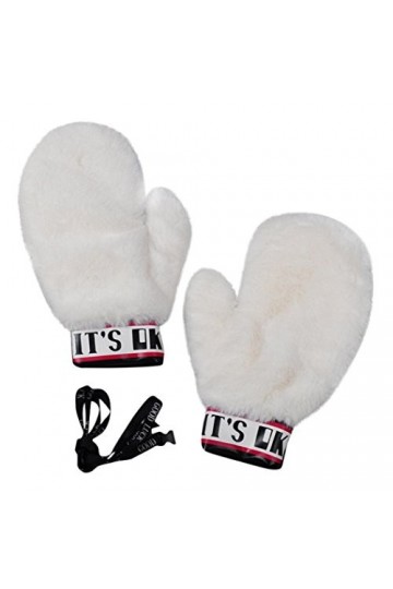 Coloré TM Gants Chauds en Peluche avec Moufles/Blanc/Gris/Noir/Jaune/Rouge/Rose Blanc 