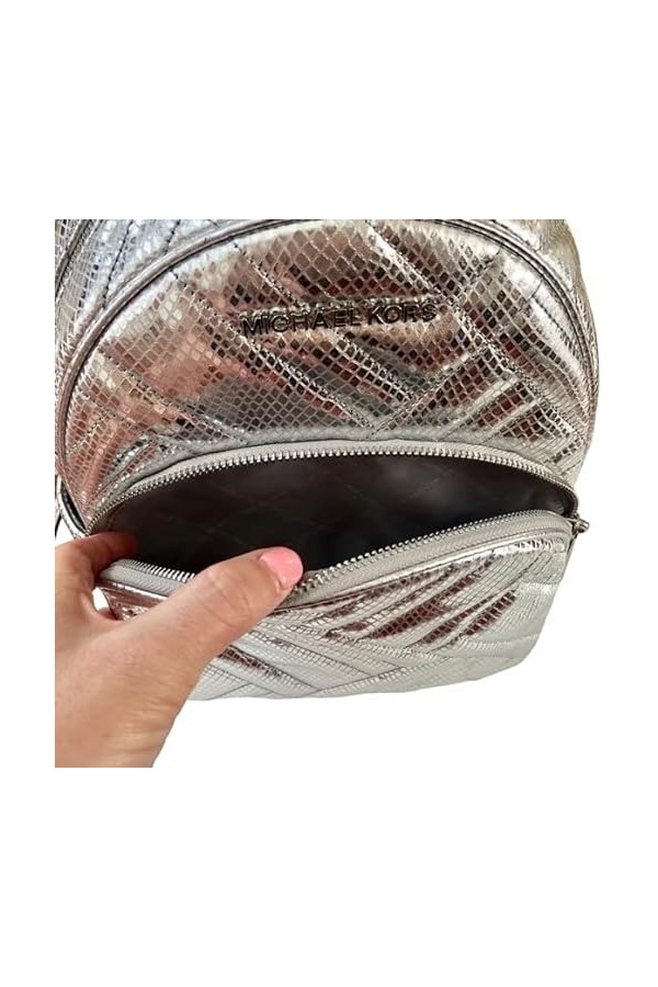 Michael Kors sac à dos Silker Abbey silk argent 25x30x13cm neuf