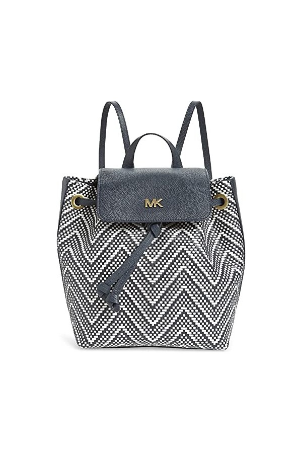 Michael Kors Sacs à dos Femme 30H8BX5B2U Flap Backpack Cuir Noir Blanc New
