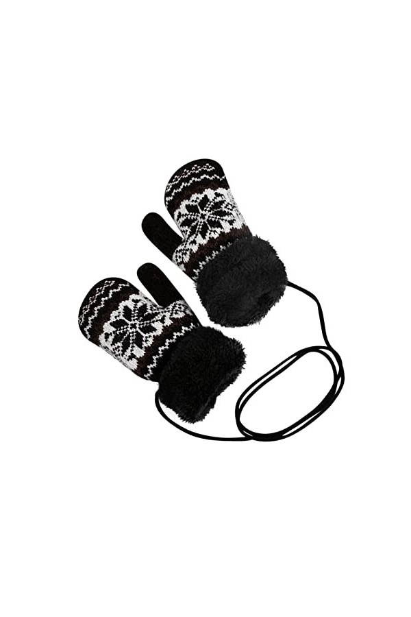 UnoSheng Moufles chaudes épaisses, mignonnes pour garçons, en polaire et moufles sans doigts pour femme café, taille unique 