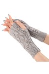 Manchettes tendance pour femme - Manches longues - Gants tricotés chauds - Moufles extensibles - Chauffe-pouls - Hiver