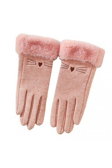 Gants Femme Moufles Protection Froid Couleur Unie Gants Faits à la Main pour Femmes Hiver Chauffe-mains Gants élégants Femmes