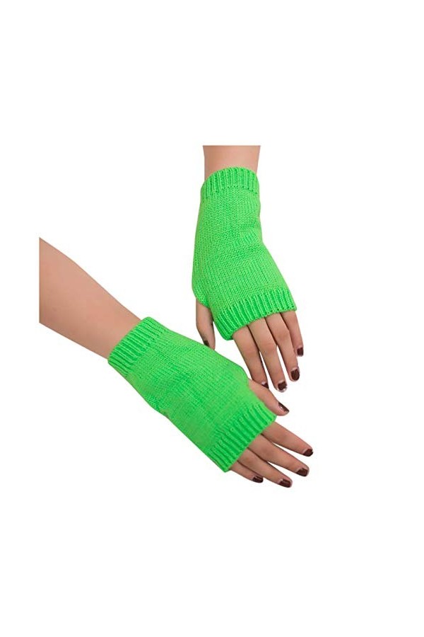 Mitaines sans doigts - Moufles extensibles et souples avec trou pour le pouce - Gants chauds pour lhiver et lautomne