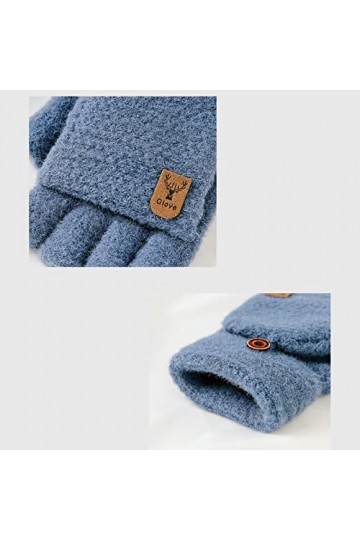 FGUUTYM Gants longs en cuir pour femmes non doublés Isolation thermique Moufles convertibles chaudes Couverture à rabat pour 