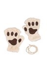 Mitaines dhiver de Chat Gants Chauds en Peluche avec Moufles Demi-Doigt Motif Patte dours Gants Thermique Mignon Joli Douce