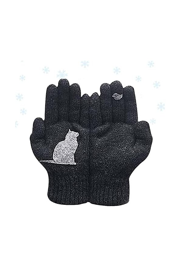 Peegsan Gants Chat Oiseau - Gants dimpression doiseau Chat Moufle Mignonne - Gants dimpression doiseau Chat Mignon Rose m