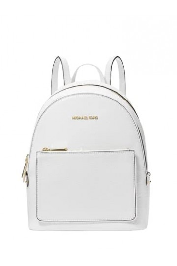Michael Kors Adina Sac à dos en cuir grainé Taille M, Blanc Optic White , Medium, Sac à dos