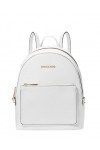Michael Kors Adina Sac à dos en cuir grainé Taille M, Blanc Optic White , Medium, Sac à dos
