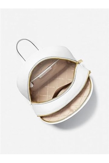 Michael Kors Adina Sac à dos en cuir grainé Taille M, Blanc Optic White , Medium, Sac à dos