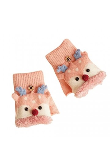 UnoSheng Winter Plus Moufles en tricot mignon, chaud, décontracté, multifonction, velours, motif de Noël, sans doigts, gants 
