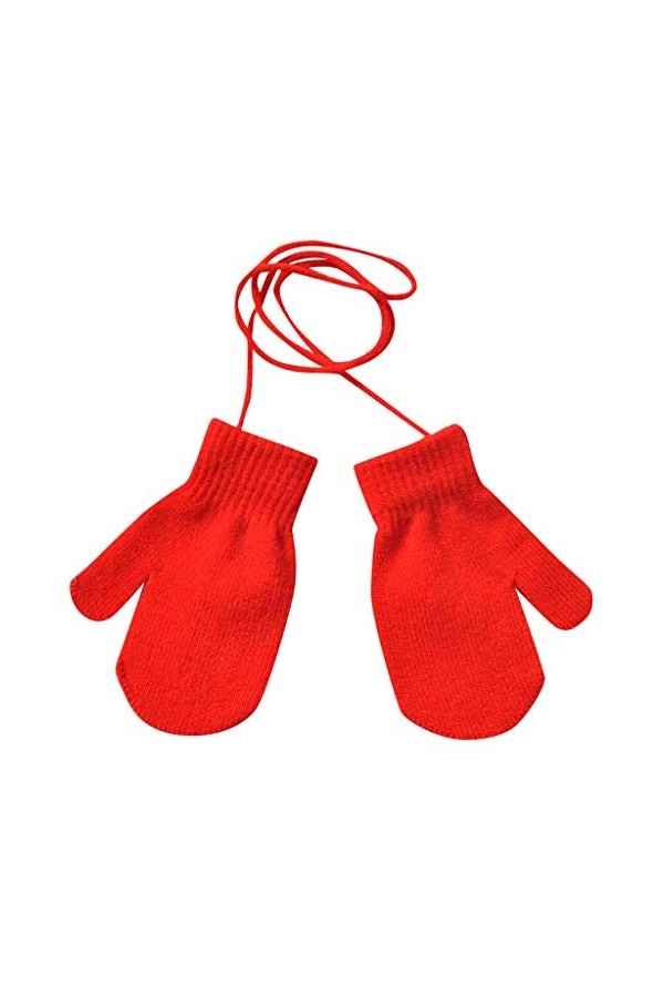 Gants moufles pour femme par temps froid dhiver avec ficelle tricotée pour enfants gants solides mignons gants chauds mitain