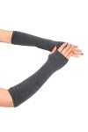 Mitaines demi-doigts pour femme - Gants thermiques flexibles - Protection contre le froid - Écran tactile - Gants tricotés - 